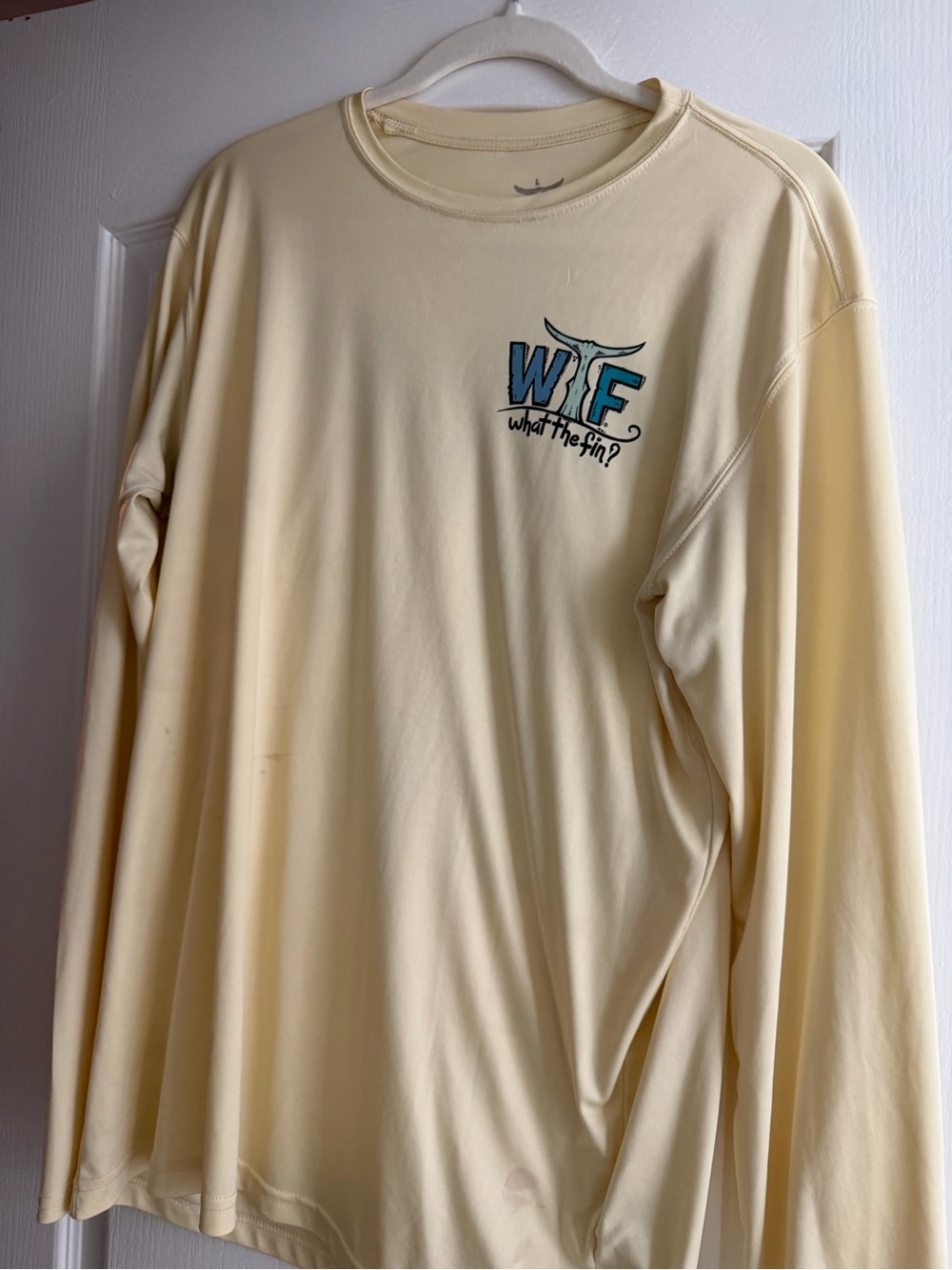 What The Fin? Long Sleeve performance Tee in Yellow - Picture 1 of 6